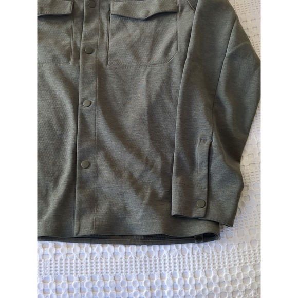 Lululemon Gridliner Grid Fleece Overshirt Snap Long Sleeve Green Medium Preppy - Picture 3 of 12